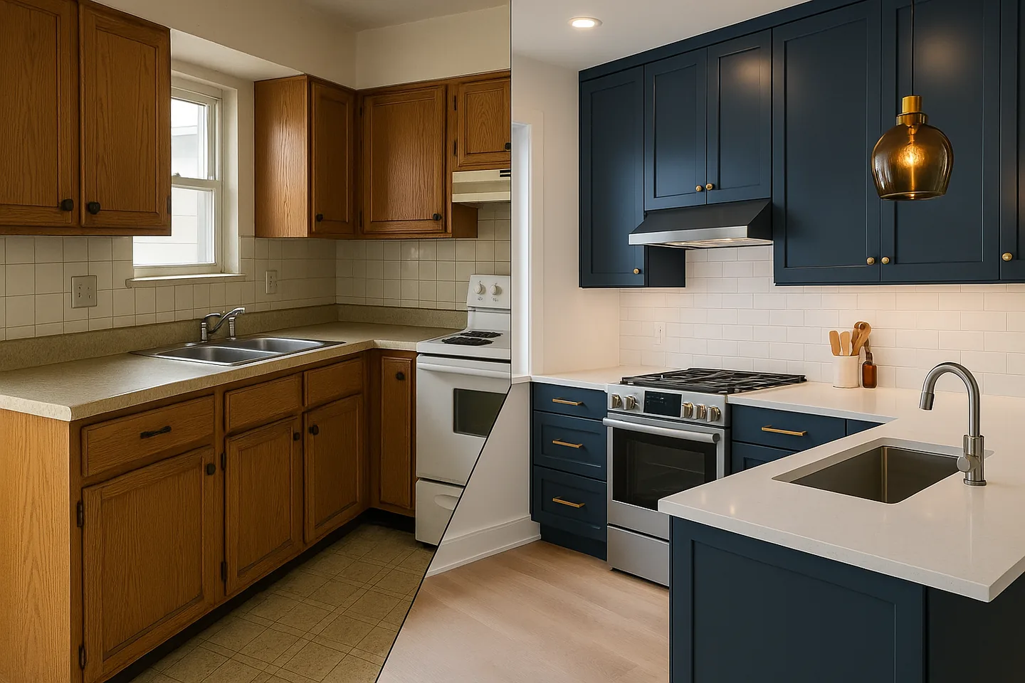 Before and after home renovation showcasing quality craftsmanship